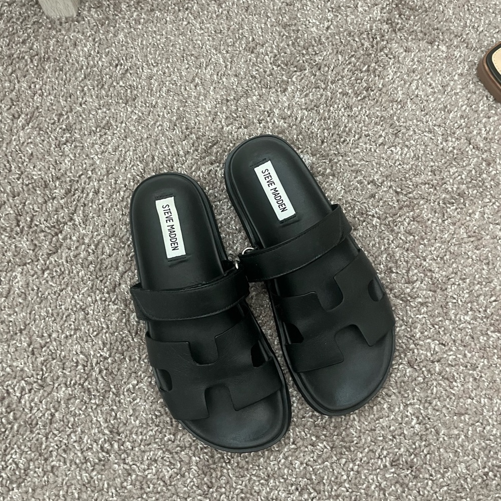 Steve Madden Black Slide Sandals